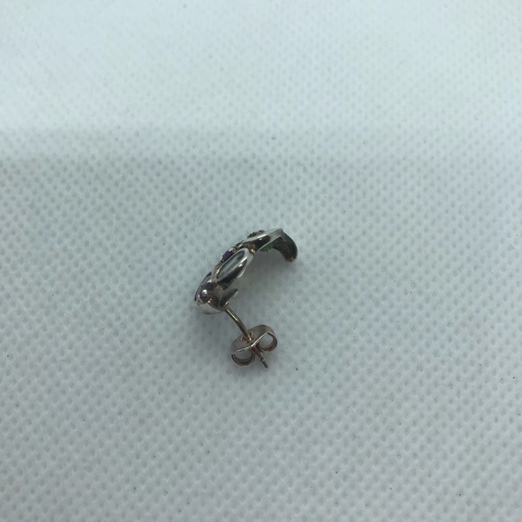 Sterling faceted multi gemstone pierced earrings - Picture 2 of 3